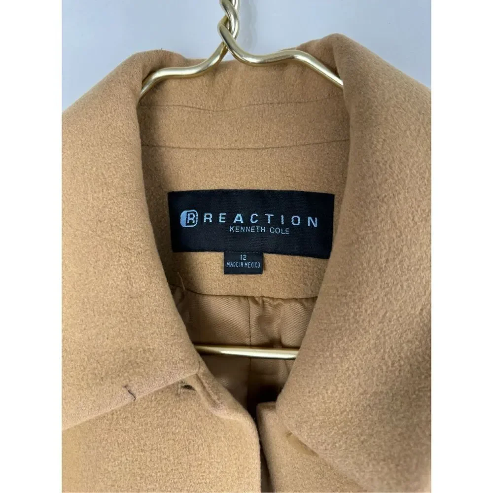 Reaction Kenneth Cole Women's Brown Single Breasted Overcoat Jacket Size 12